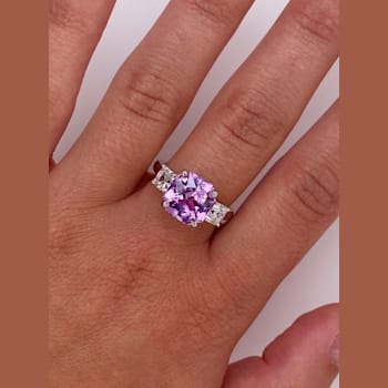 6.96ctw Radiant Cut Pink Sapphire and Diamond Platinum Ring