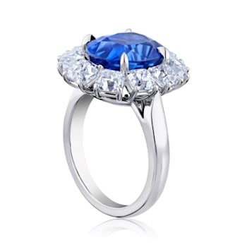 11.53ctw Oval Blue Sapphire and Diamond Platinum Ring