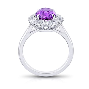 4.94ctw Oval Purple Sapphire and Diamond Platinum Ring