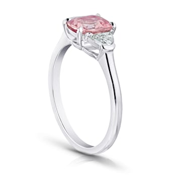 1.64ctw Cushion Padparadscha Sapphire and Diamond Platinum Ring