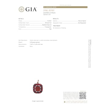 Platinum 5.86 Carat Cushion Red Spinel and Diamond Ring