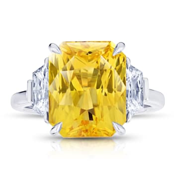9.90ctw Radiant Yellow Sapphire and Diamond Platinum Ring