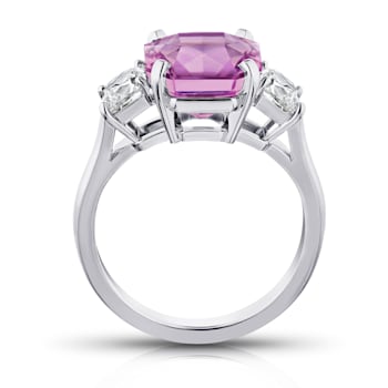 6.96ctw Radiant Cut Pink Sapphire and Diamond Platinum Ring
