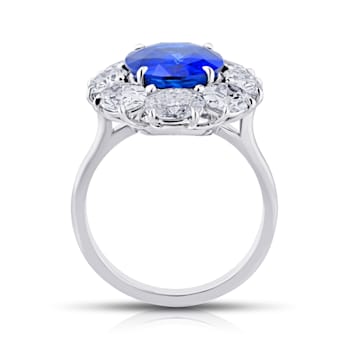 Oval Blue Sapphire and Diamond Platinum Ring