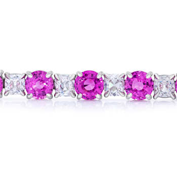 20.92ctw Round Pink Sapphire and Diamond Platinum Bracelet