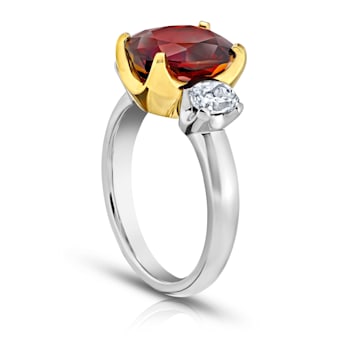 Square Cushion Red Spinel and Diamond Platinum Ring 6.00ctw