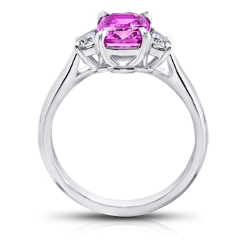 2.56ctw Cushion Cut Pink Sapphire and Diamond Platinum Ring