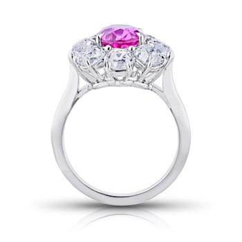 6.47ctw Oval Pink Sapphire and Diamond Platinum Ring