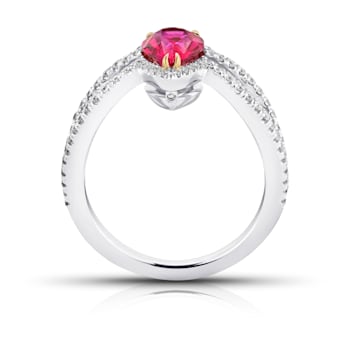 Pear Ruby and Diamond Platinum Ring 1.87ctw