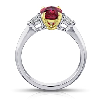 Oval Red Ruby and Diamond Platinum Ring 2.05ctw