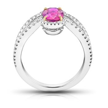 Oval Ruby and Diamond Platinum Ring 1.98ctw