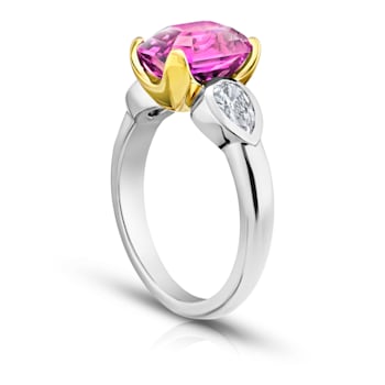 4.58ctw Emerald Cut Pink Sapphire and Diamond Platinum Ring