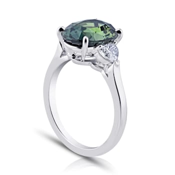 5.80ctw Oval Green Sapphire and Diamond Platinum Ring
