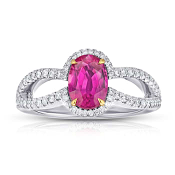 Oval Ruby and Diamond Platinum Ring 1.98ctw