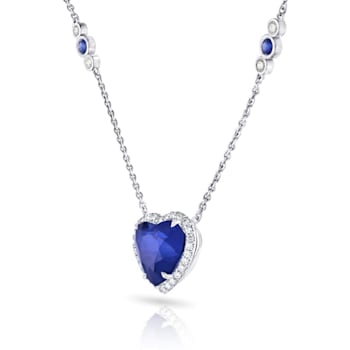 6.02 carat Heart Shaped Blue Sapphire Platinum Pendant