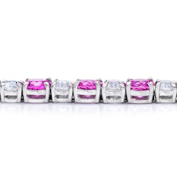 20.92ctw Round Pink Sapphire and Diamond Platinum Bracelet