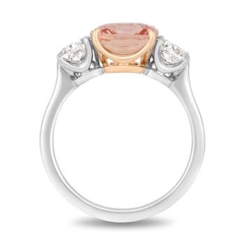 Cushion Padparadscha Sapphire and Diamond Platinum Ring 4.70ctw
