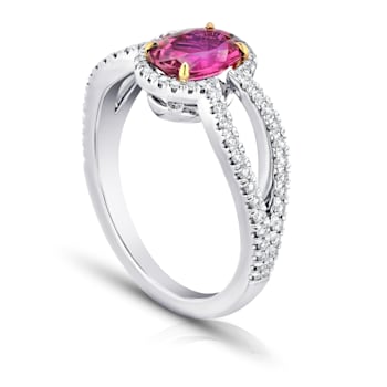 Oval Ruby and Diamond Platinum Ring 1.98ctw