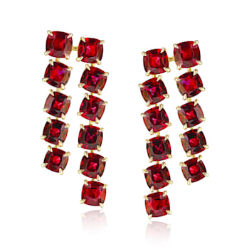 10.16 carat Cushion Ruby Drop Earrings set in 18k Yellow Gold