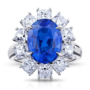 11.53ctw Oval Blue Sapphire and Diamond Platinum Ring