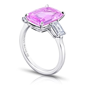 6.32 Cushion Cut Light Pink Sapphire and Diamond Platinum Ring