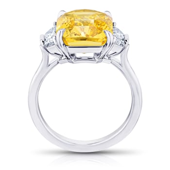 9.90ctw Radiant Yellow Sapphire and Diamond Platinum Ring