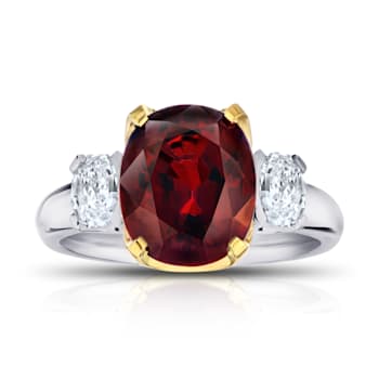 Square Cushion Red Spinel and Diamond Platinum Ring 6.00ctw