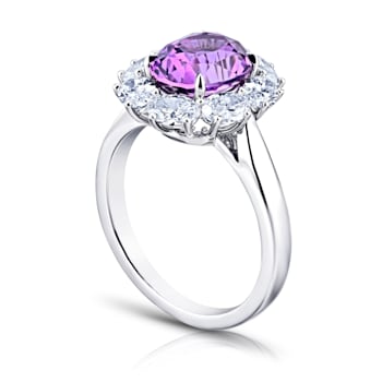 4.94ctw Oval Purple Sapphire and Diamond Platinum Ring