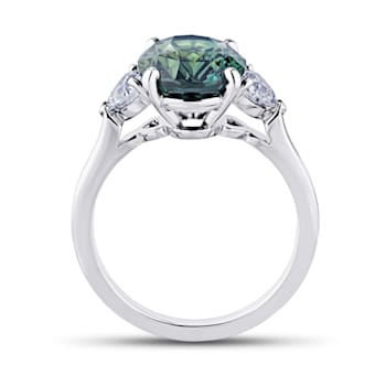 5.80ctw Oval Green Sapphire and Diamond Platinum Ring
