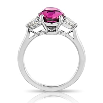 Platinum 4.49 Carat Oval Pink Sapphire and Diamond Ring