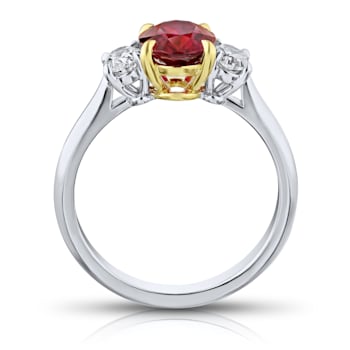 Oval Red Ruby and Diamond Platinum Ring 2.32ctw