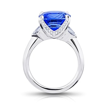 7.83ct Cushion Cut Blue Sapphire and Diamond Platinum Ring