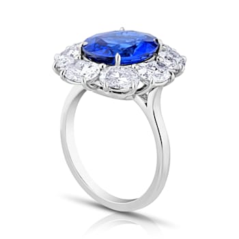 Oval Blue Sapphire and Diamond Platinum Ring