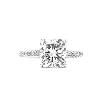 Platinum 2.50 Carat Cushion Diamond and Diamond Ring
