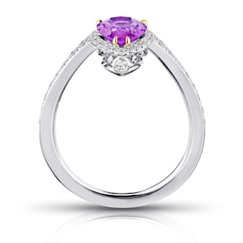 Pear Pink Sapphire and Diamond Platinum Ring 2.15ctw