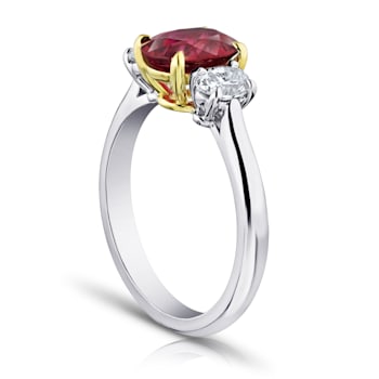 Oval Red Ruby and Diamond Platinum Ring 2.32ctw