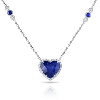 6.02 carat Heart Shaped Blue Sapphire Platinum Pendant