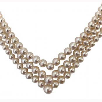 Stunning Statement Necklace with 4-10mm AAA Round High Luster Freshwater Pearls 