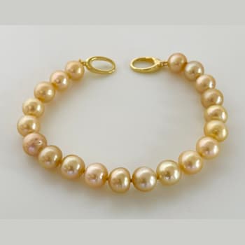 8-9mm Natural Color Golden South Sea Cultured Pearl Bracelet with 18k
Gold Plated Clasp