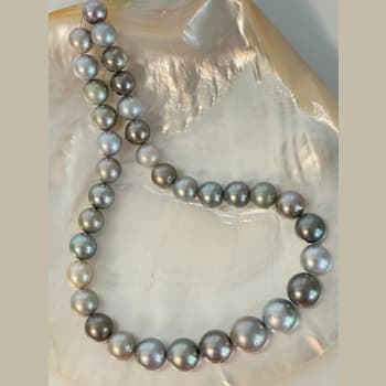 Rare Multi Pastels Natural Color Round Tahitian Cultured Pearls
11-15.1mm Strand 18" with Clasp