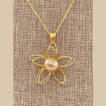 12mm Golden South Sea Cultured Pearl Pendant, 18K Gold plated