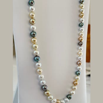 Exquisite Opera Length Multicolor High Luster 9-9.9mm South Sea &
Tahitian Cultured Pearl Strand