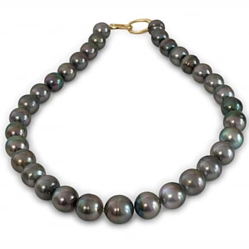 Lustrous, Rich Natural Aubergine Color AA2 Tahitian Cultured Pearls
12-14mm, 20” Strand