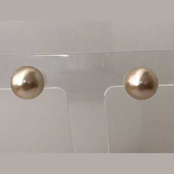 AAA 12.5mm Round Natural Color Golden South Sea Cultured Pearl Stud
Earrings with 14k Gold Backing