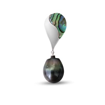 Sumptuous Natural Color 12mm Tahitian Cultured Pearl Pendant with
Abalone Mother of Pearl