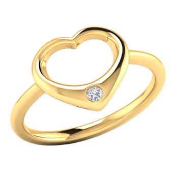 0.03Ct Round White Natural Diamond Valentine Day Special Heart Ring in
14KT Solid Yellow Gold