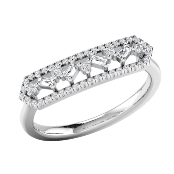 0.20Ct Round White Diamond Deco Love Ladder Party Ring in 14KT White Gold