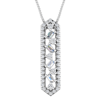 0.30ctw Round and Baguette White Diamond Geometric Love Ladder Pendant
in 14Kt White Gold