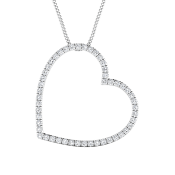 1.07Ct Round White Natural Diamond Valentien Special Heart Pendant in
14KT White Solid Gold