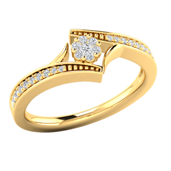 0.16ctw Round White Diamond Flower Bypass Style Ring in 14KT Yellow Gold